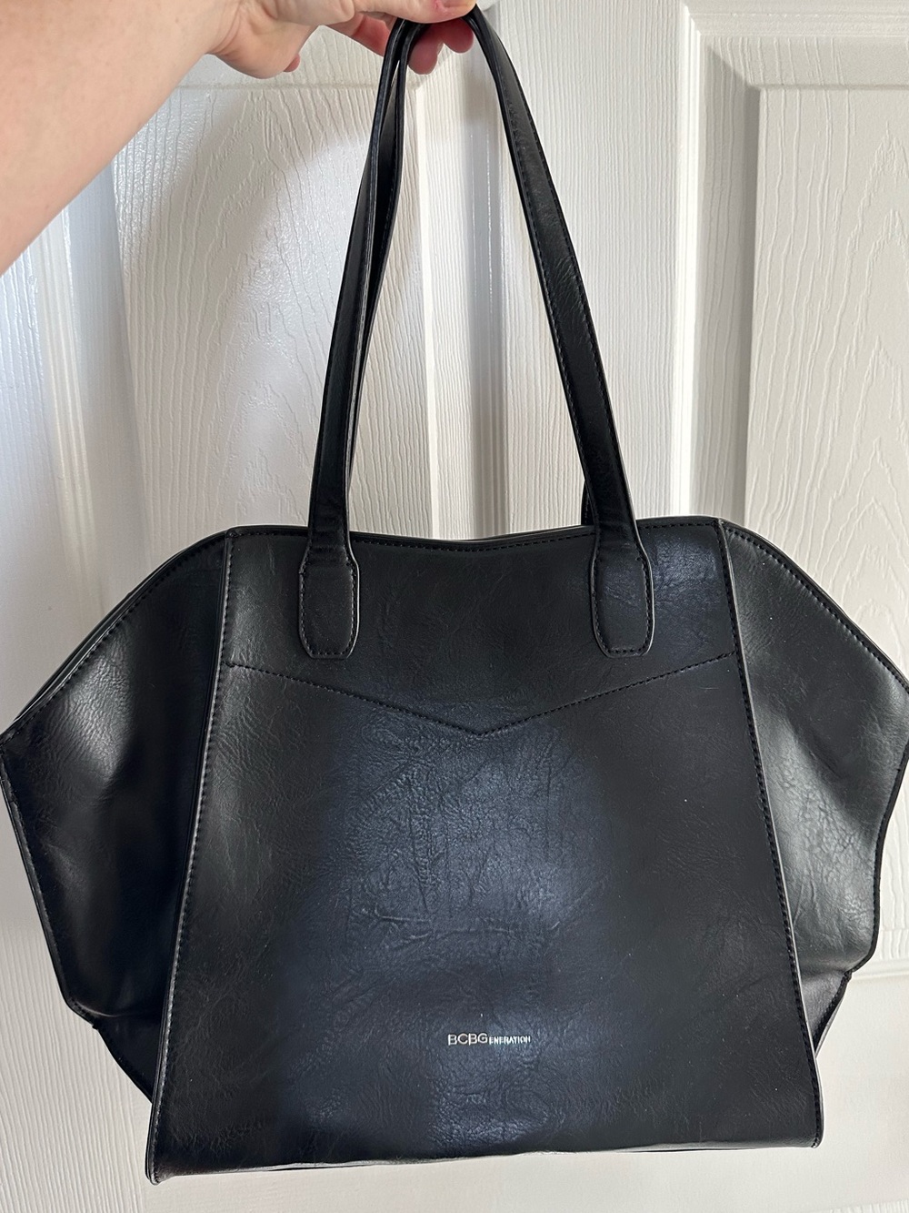 NWOT BCBGeneration Black Vegan Leather Tote Bag Large